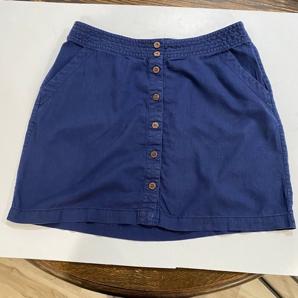 Patagonia Organic Cotton Hemp Button Front Skirt Womens Size 12 Blue Casual